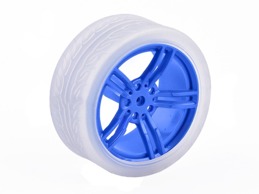 [W-65X27B] Rueda para Chasis Robótica 65x27mm, Color Azul/Blanco