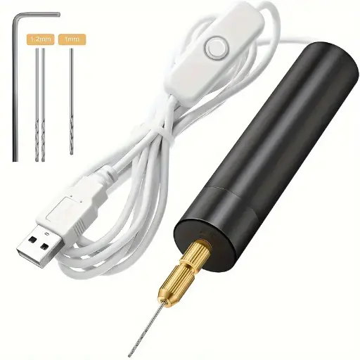 [T-USB] Mini Taladro Eléctrico USB Portátil de Mano, Negro 