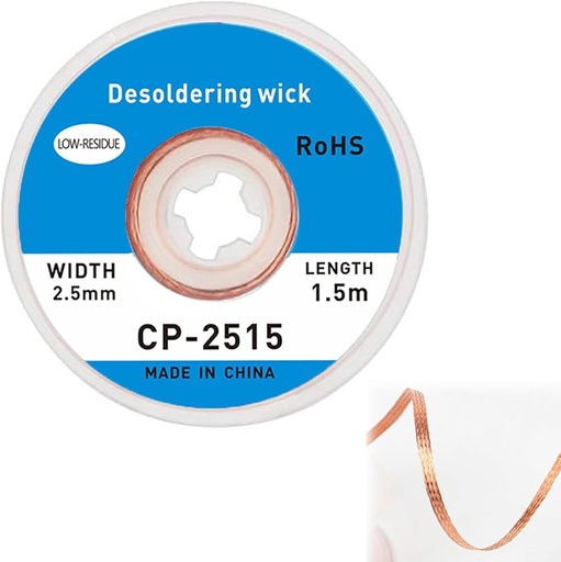 [CP-2515] Malla Desoldadora de 2.5mm x 1.5mt. Mecha Desoldadora SIS
