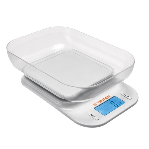 [BASE-5T] BASE-5T Bascula Balanza digital para Cocina, con Tazón, 5kg, TRUPER 102421
