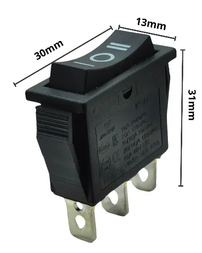[YS-1026] Switch Retornable Doble 3Pin, 15A-250V Black