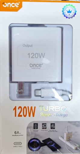 [OC-891] Cargador ONCE 120W 12A Turbo Carga Rapida Inc. Cable C