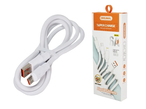 [USB-USBTC] Cable USB A a USB tipo C de 6A Carga Rápida, Longitud 1metro Color Blanco