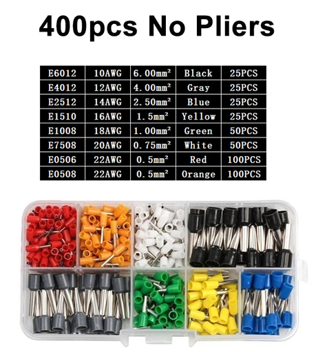 [KIT-400] Kit Surtido de Terminales Tubular 400 Pcs. 