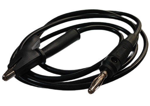 [TP-20PC-Negro] Cable Siliconado con Plug Banana 4mm a Cocodrilo, Longitud 2 metros (Negro)