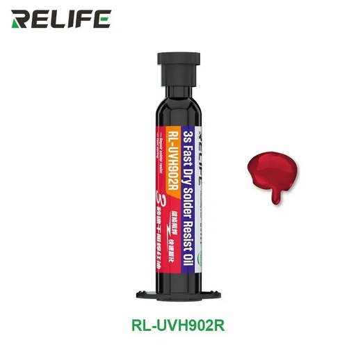 [RL-UVH902R] Mascara de Soldadura RELIFE, 10 ml, UV, de Secado Instantáneo Rojo