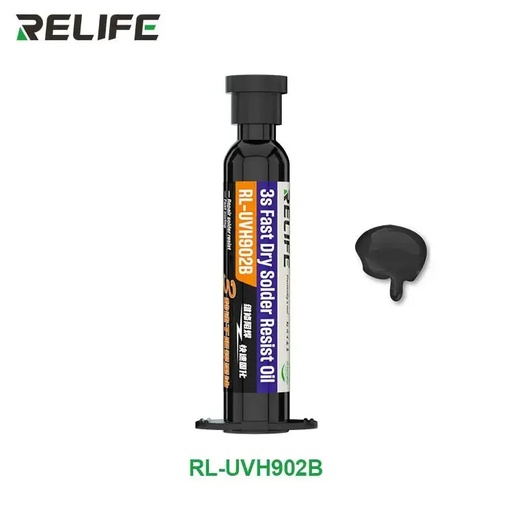 [RL-UVH902B] Mascara de Soldadura RELIFE, 10 ml, UV, de Secado Instantáneo Negro