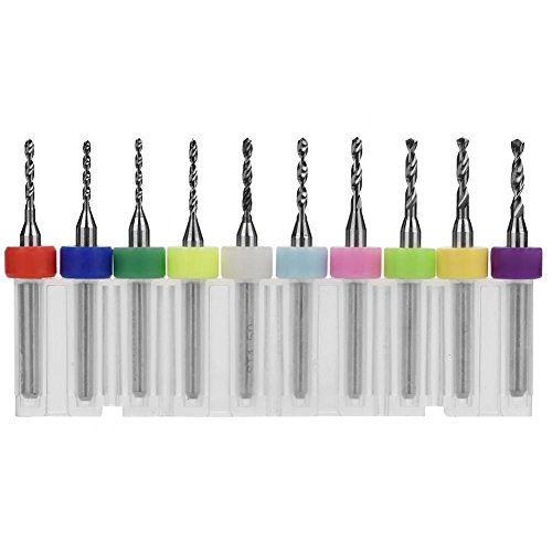 [BRK-KIT1-A] Juego de10 Brocas de Carburo para PCB 0,1mm a 1mm  