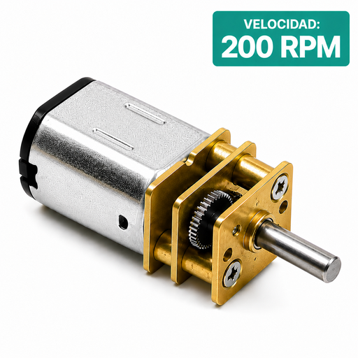 [N20-200RPM] Micro Motor con Reductor N20 para Robotica 6 VDC 200 RPM 