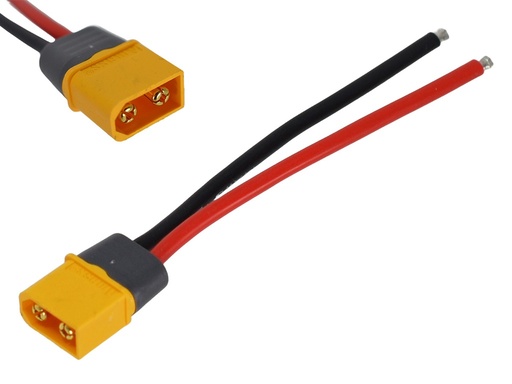 [XT60-Cable] Conector Macho XT60 con Cable Soldado de 10cm 14AWG
