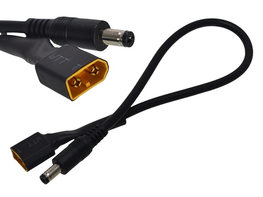 [XT60-5521ML] Cable Adaptador de Conector XT60 Macho a Plug DC5521 2.1mm, 30cm 18AWG 3A