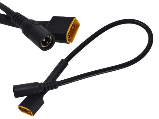 [XT60-5521FM] Cable Adaptador de Conector XT60 Macho a Jack DC5521 Hembra. Cable 30cm 18AWG 3A