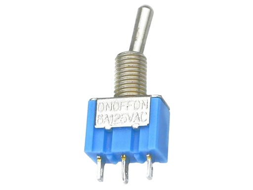 [MTS-103B] Interruptor Azul ON-OFF-ON de 6mm 3 pines, Codillo de 3 Posiciones