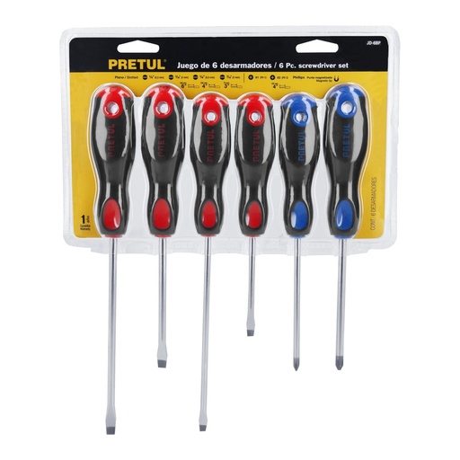 [JD-6BP] Juego de 6 Desarmadores Mango Confort Grip, Pretul 20220