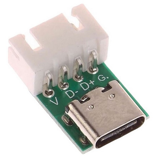[CT-2-JST] Adaptador de Conector USB Tipo-C a PCB DIP con Conector Macho JST 