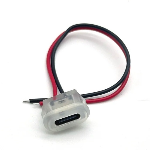 [USB-C-CA-L] Conector USB Tipo C Hembra C/ Cable Chasis con Luz