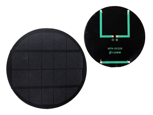 [HFK-5V320] Celda Solar Redonda Policristalino de 5V 320mA 1.6W, Diámetro 120mm