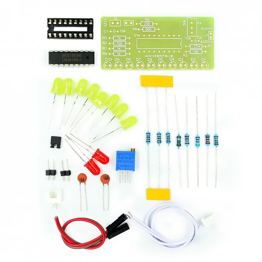 [LM3915-KIT] Kit Electrónico LM3915, Barra de LED Indicadora de Audio, para Aprendizaje y Soldadura DIY