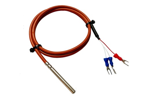 [PT100-CS1m] PT100 RTD Sensor Termistor de 1% de Precisión con Cable Siliconado de 1 metro y 3 Terminales.