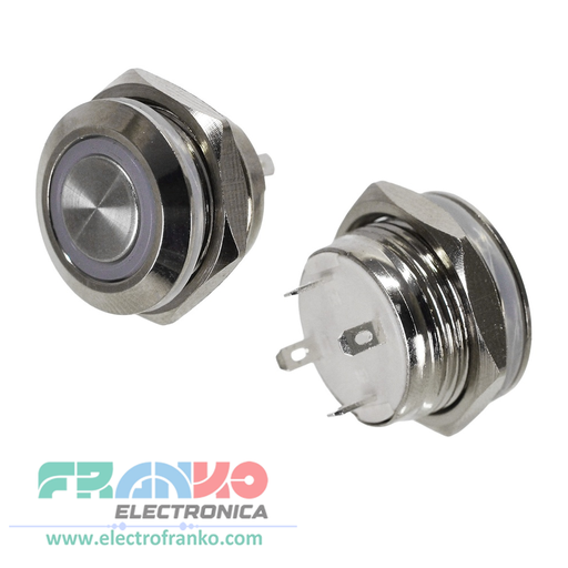 Pulsador Metálico de 4 pines 16-24VDC 10A Diámetro: 16 mm