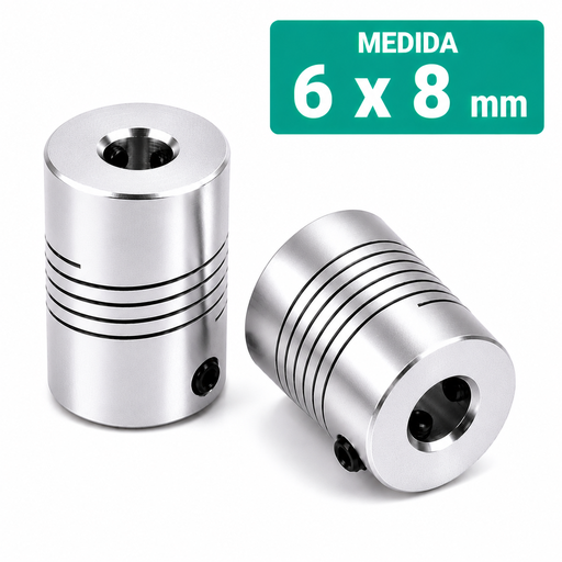 [D19L25-608] Acople Flexible de Aluminio de 6x8 D19 L25 