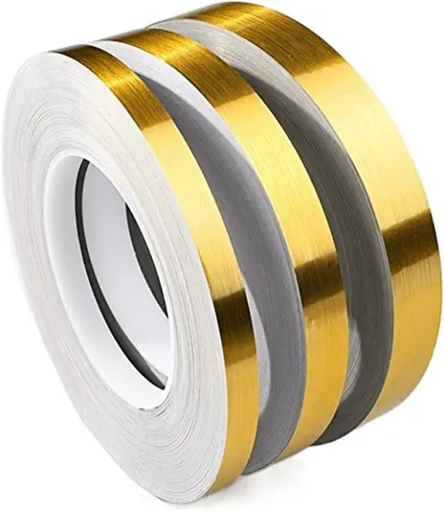 [CINT-G-25] Cinta Decorativa Autoadhesivo GOLD Azulejos Impermeable 25mm, 50Mt.