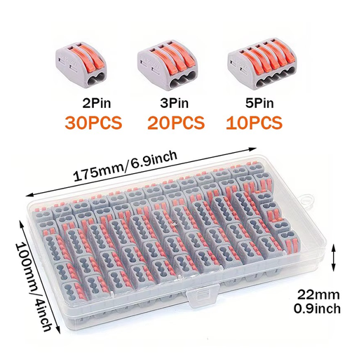 [CON-55] Set 55 Conectores Eléctricos 2, 3 y 5 Pines 32A 250V AWG 28-12