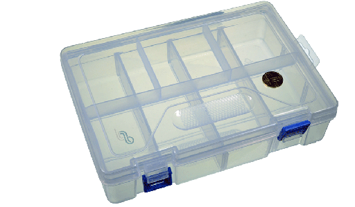 [CA-235160] Caja Organizadora Plastica Transparente con Divisiones, Dimensiones 235x160x65 mm