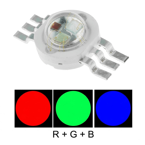[XY-3RGB-6P] LED de Potencia 3W Tipo Luxeon | Alto Brillo 3 Colores RGB 6 Pines