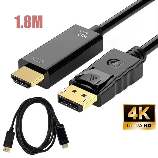 [HDMI-DPORT-C] Cable DisplayPort a HDMI 1.8m 4K Adaptador DP a HDMI para Monitor y Proyector