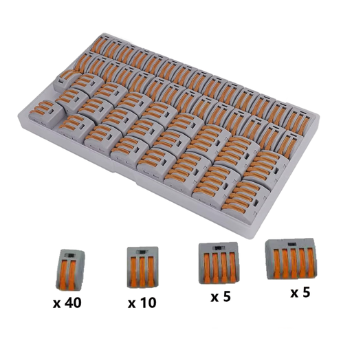 [CC-60x4] Set x60 Conectores de Conexion Rápida (28–12 AWG) – Terminales de Empalme en Línea Aislados 32A  