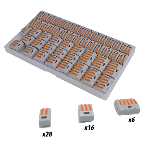 [CC-50] Set x50 Conectores de Conexion Rápida (28–12 AWG) – Terminales de Empalme en Línea Aislados 32A   