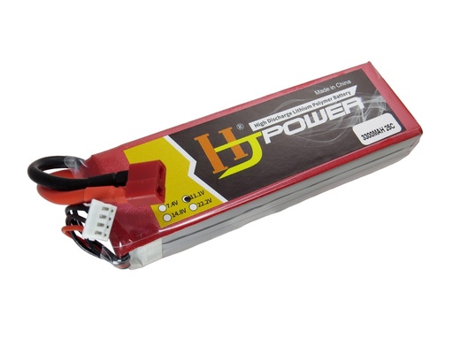 [LIPO-11V1-3300HJ] Batería LIPO recargable HJ 11.1V 3300mAh 25C 3S Tamaño:135x40x20mm