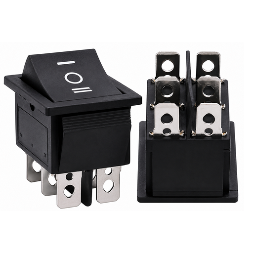 [KCD1-203] Interruptor Balancín ON-OFF-ON 6 Pines (15x21mm) Negro