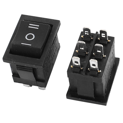 [KCD1-203] Interruptor Balancín ON-OFF-ON 6 Pines (15x21mm) Negro