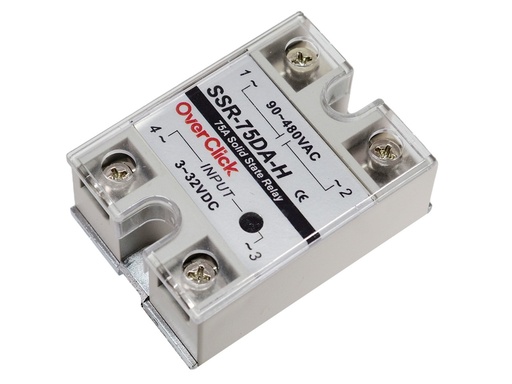[SSR-75DA-H] Rele de Estado Sólido DC-AC de 75A 480VAC Max. Entrada 3-32VDC Salida 90-480VAC