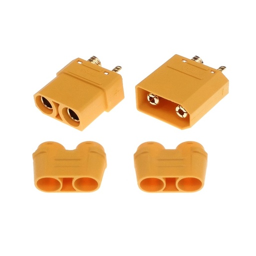 [XT90-MF] Set de Conectores XT90 Macho y Hembra para Baterías, Drones, RC con Capucha 