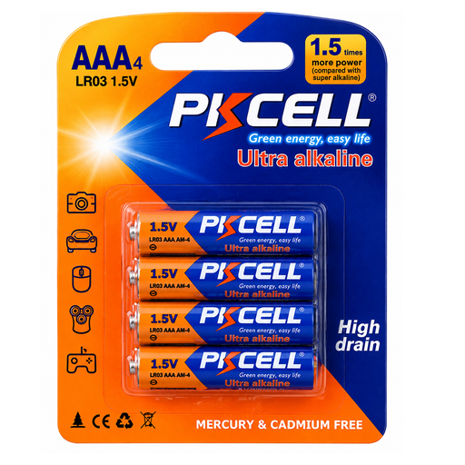 [LR03-PK-AAA] Pilas Alcalinas AAA 1.5V LR03 PKCELL Ultra Alcalina (Blíster x4)