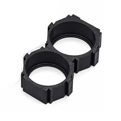 [18650-B2-H] Base Separadora Hexagonal de 2 Baterías Cilíndricas 18650 Soporte con Agujero de Instalación 18650   