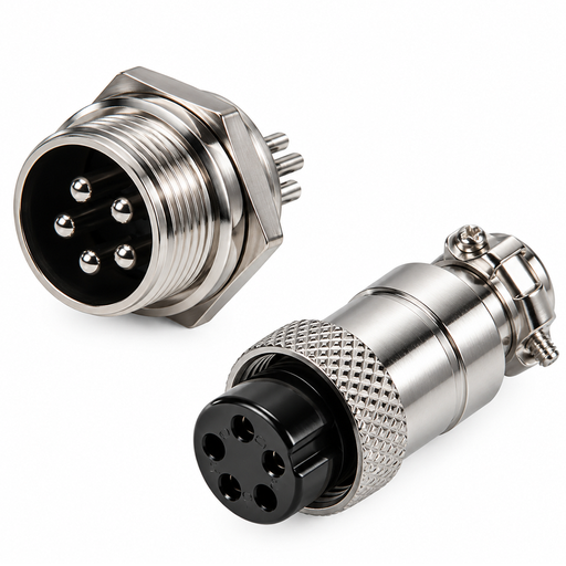 [GX16-5PCH] Conector 5 Pin Circular Rosca 16mm Macho + Hembra