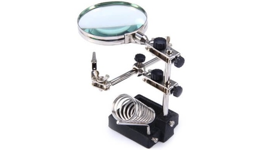 [JM508] Soporte de Placa con Lupa, Ayuda para Soldar con Pinzas Cocodrilo y Portacautin