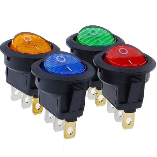 [KCD1-12V] SWITCH  REDONDO (LED 12V) 6A/250V 3PIN