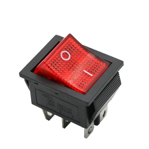 [KCD4-S              ] Switch con Neón Rojo 250V 16A 6PIN 25X30        