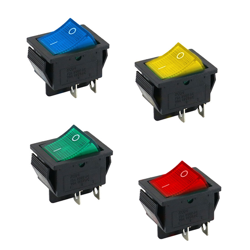 Switch Rocker DPST 16A 250VAC ON-OFF 4 Pines KCD4 para Panel Eléctrico     