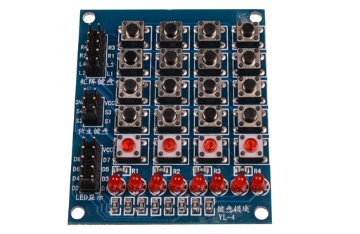 [KEY-20K8L] Teclado 20 TACT SWITCH y 8 LEDS en PCB