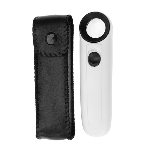 [MG6B-1B] Lupa de Mano con Luz 40X21mm Blanca con 2 Leds Intensificador de Imagen